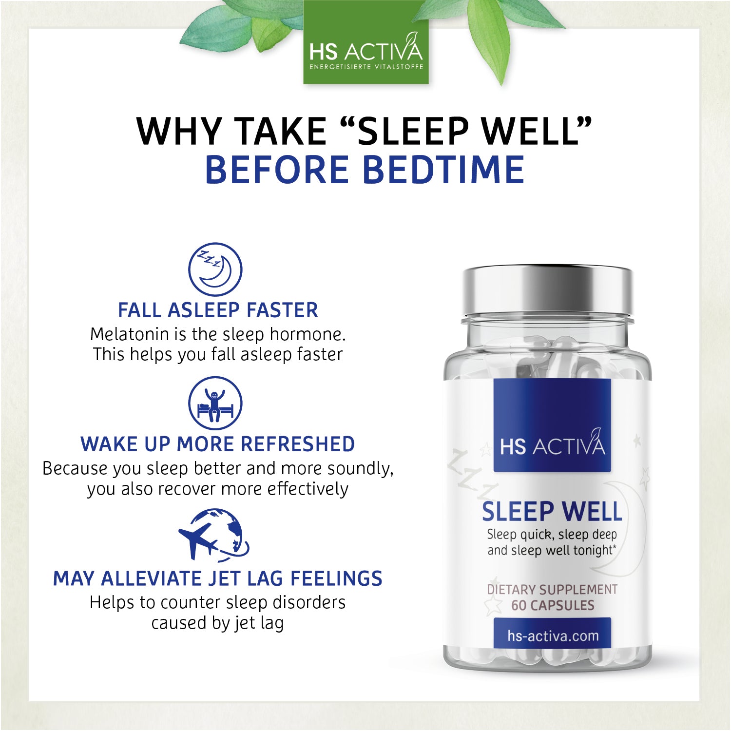Sleep Well | 60 capsules | Fall asleep faster | Better rest during sleep