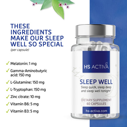 Sleep Well | 60 capsules | Fall asleep faster | Better rest during sleep